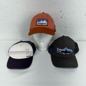 Patagonia Lot of 3 SnapBack Trucker Hats Rust Gray Purple